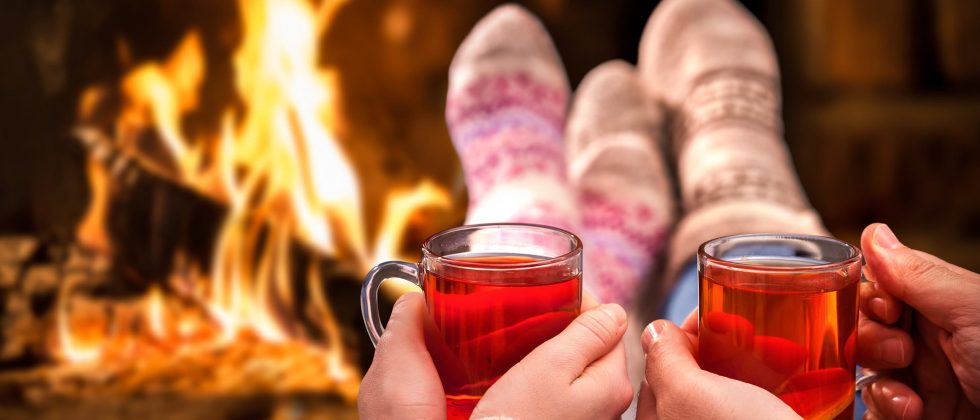 Cozy fireplace at Christmas