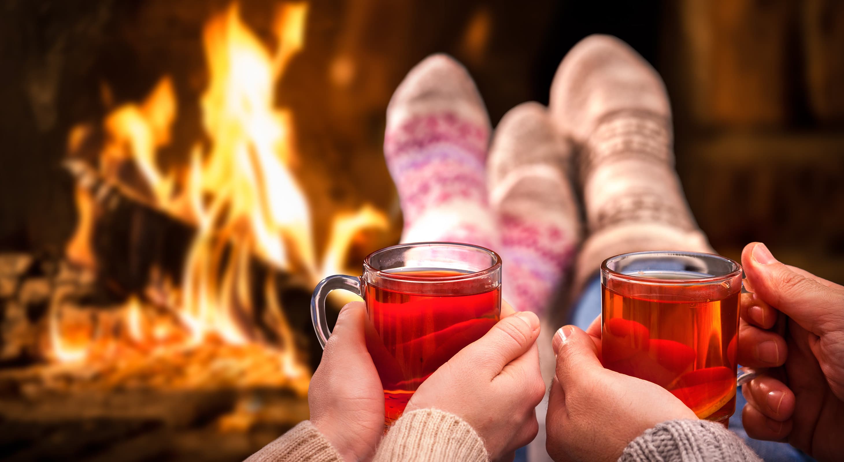 Cozy fireplace at Christmas