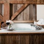 Bathtub with wine glass