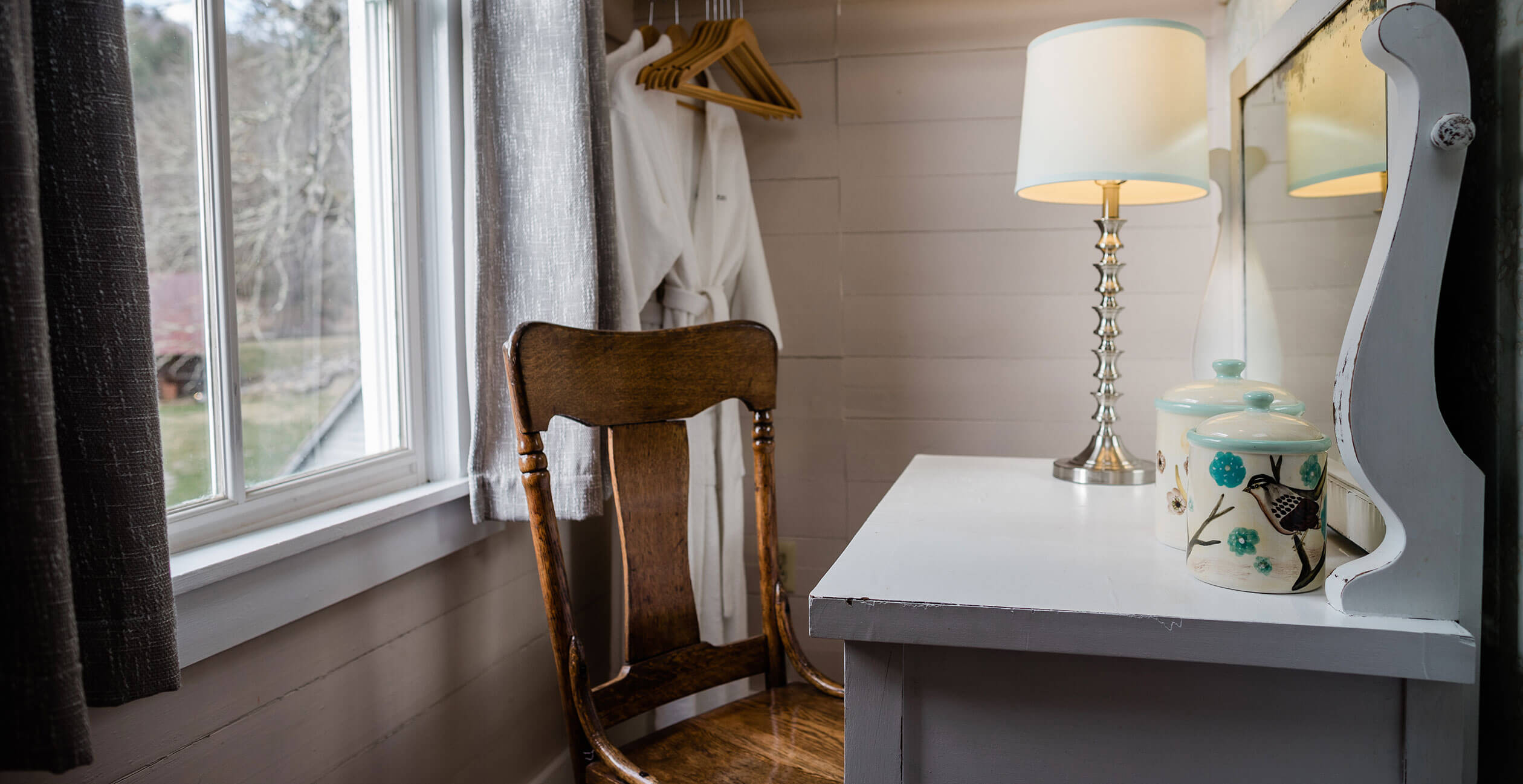 Work area by window in North Carolina bed and breakfast