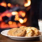 Cookies and milk by the fire
