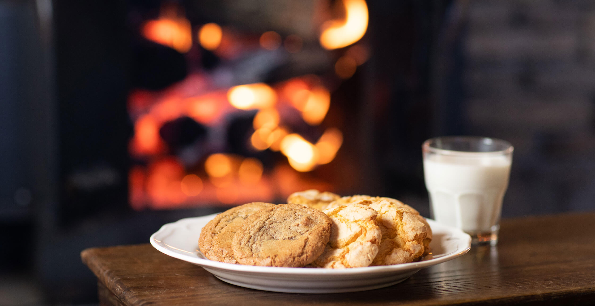 Cookies and milk by the fire