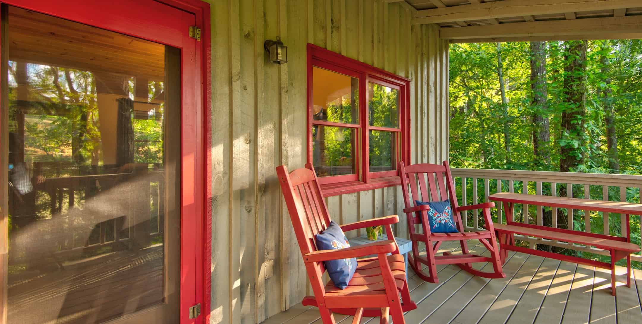 Back porch rocking chairs at Maple Spring cabin