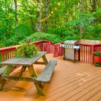 Seating areas on deck of Raspberry Hill