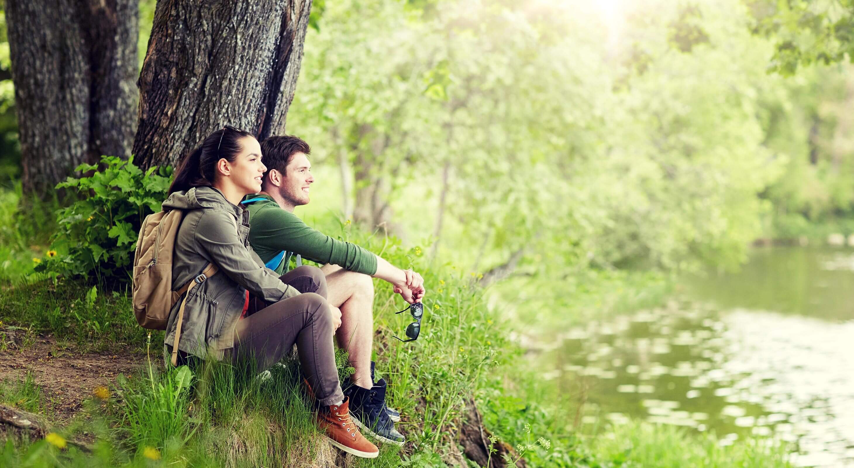 a couple hiking together