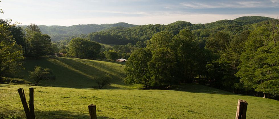 Rolling hills and trees in Valle Crucis
