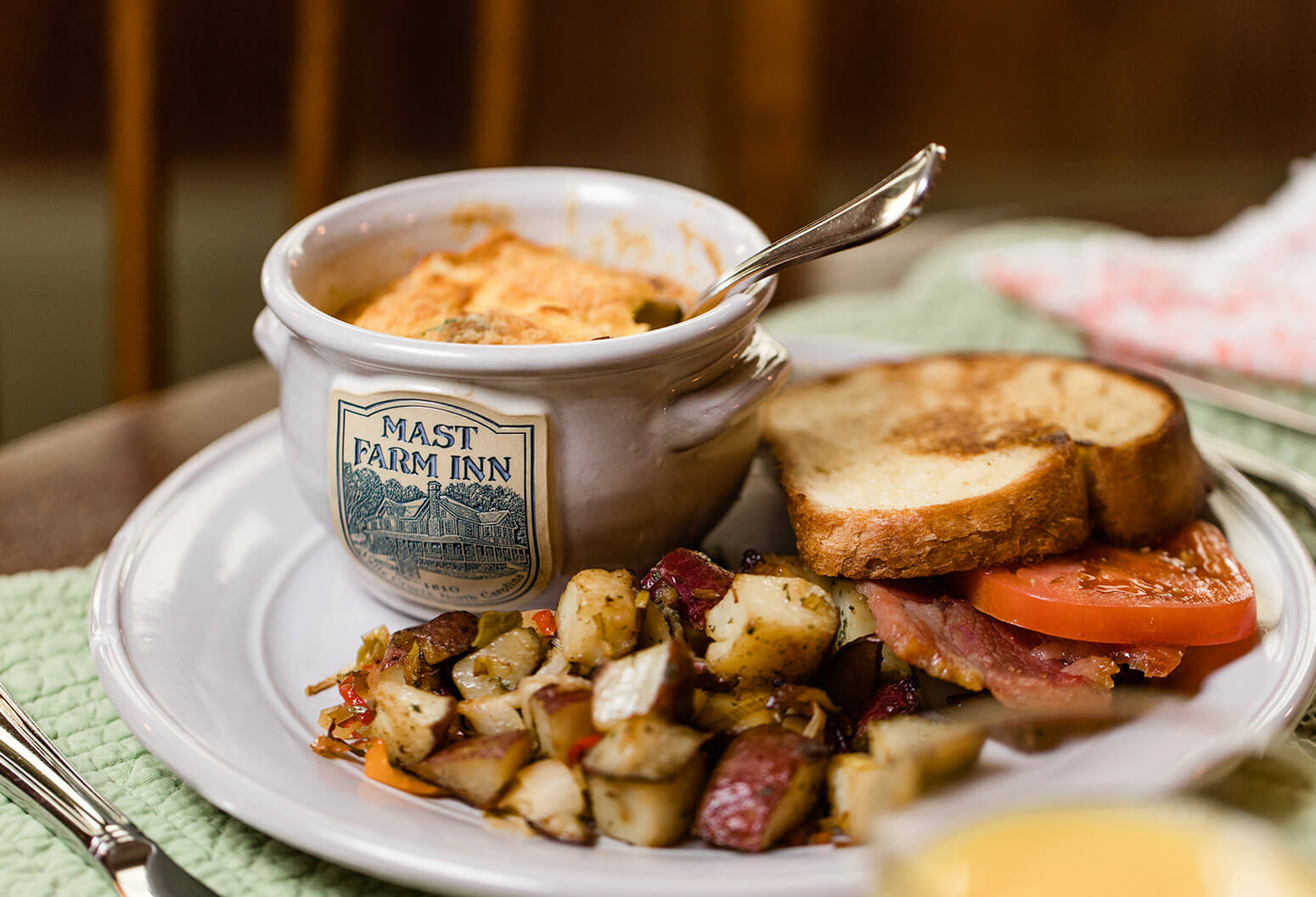 gourmet breakfast at the Mast Farm Inn