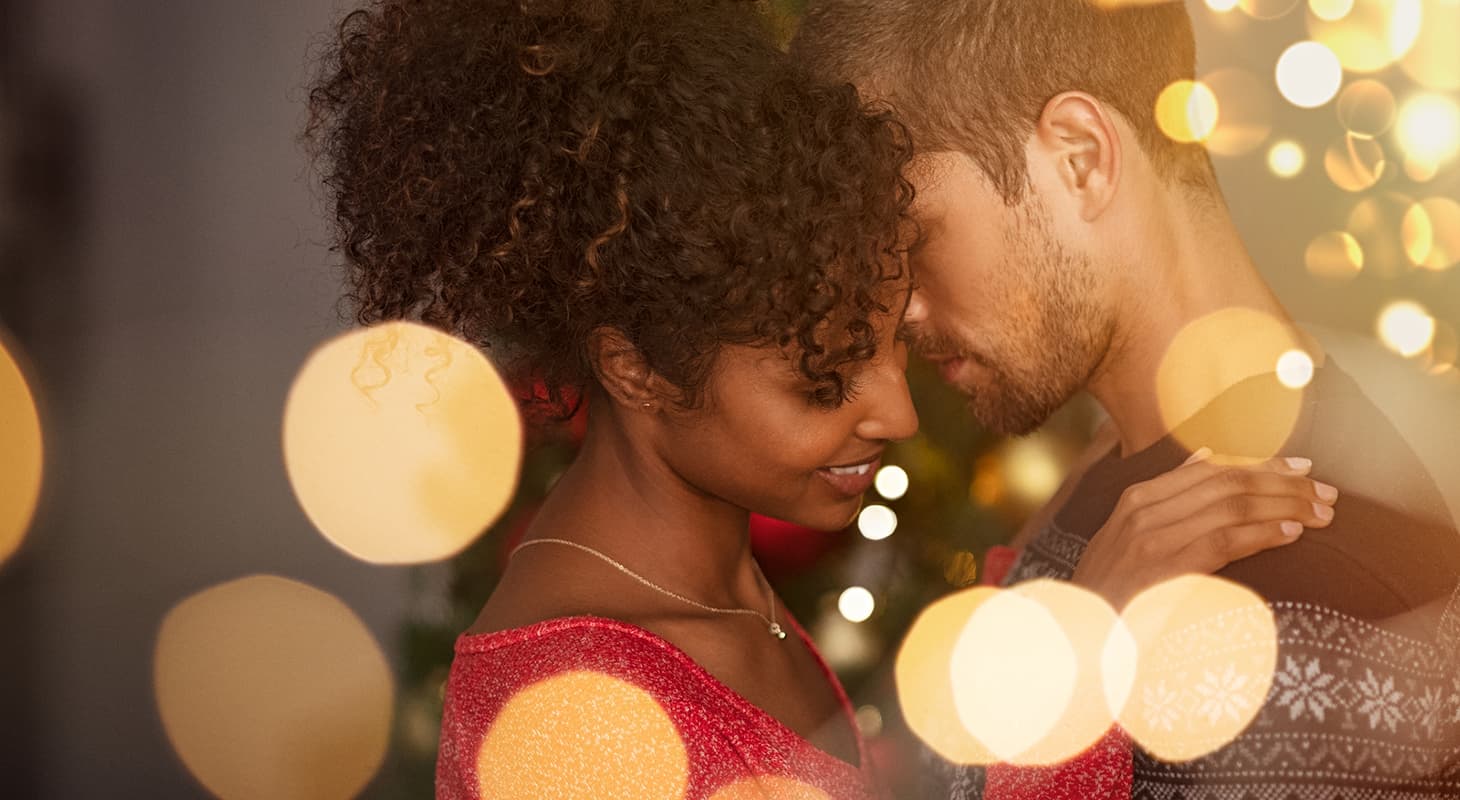 Happy couple during the holidays in North Carolina