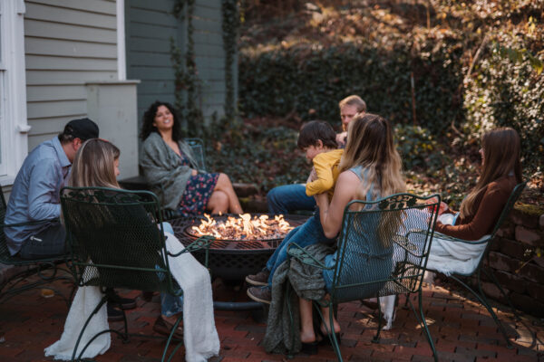 a group of friends on a rural getaway in north carolina