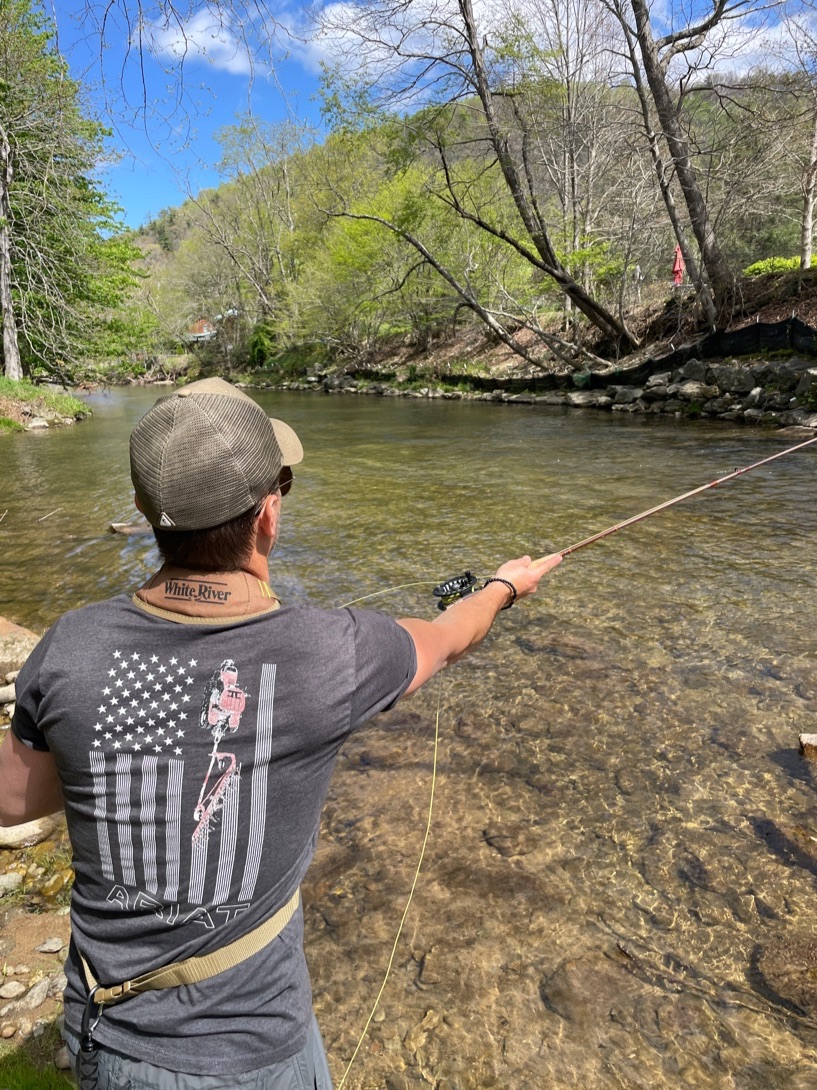Casting downstream on the Watauga River